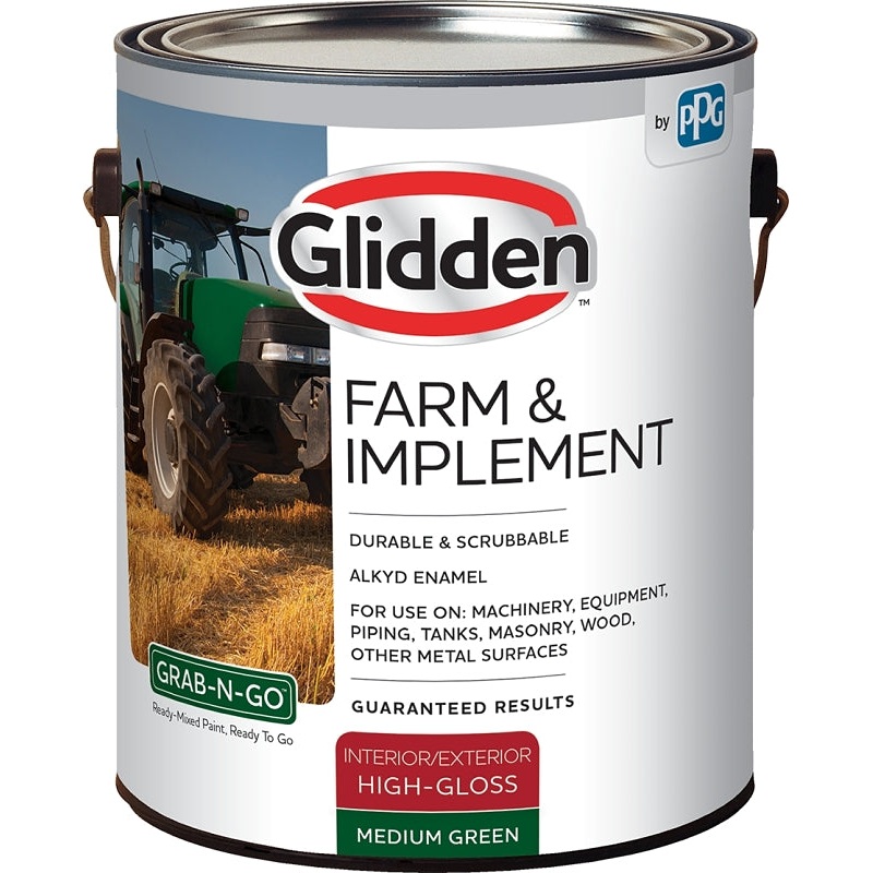 Glidden GLFIIE50GR-01 Exterior Paint, High-Gloss, Medium Green, 1 gal, Pack of 4