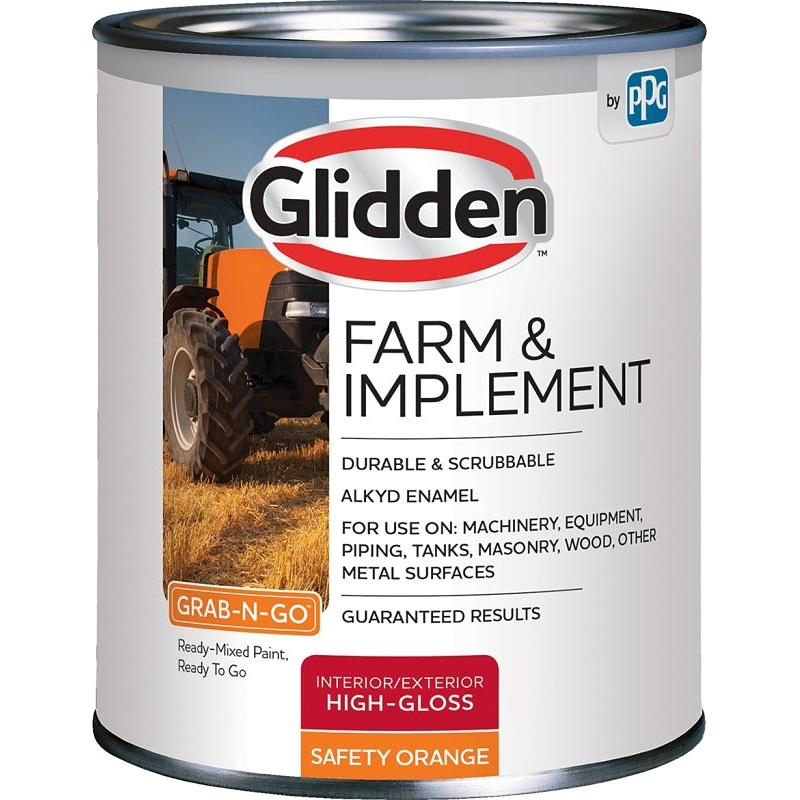 Glidden GLFIIE50OR-04 Exterior Paint, High-Gloss, Safety Orange, 1 qt, Pack of 4
