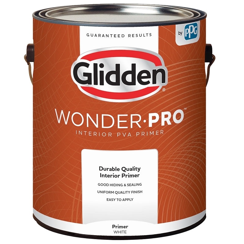 Glidden Wonder-Pro GLWP3300 Series GLWP3300/01 PVA Primer, Flat, White, 1 gal, Pack of 4