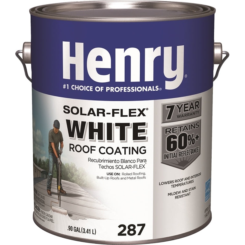 Henry HE287SF046 Elastomeric Roof Coating, White, 0.9 gal Pail, Pack of 4