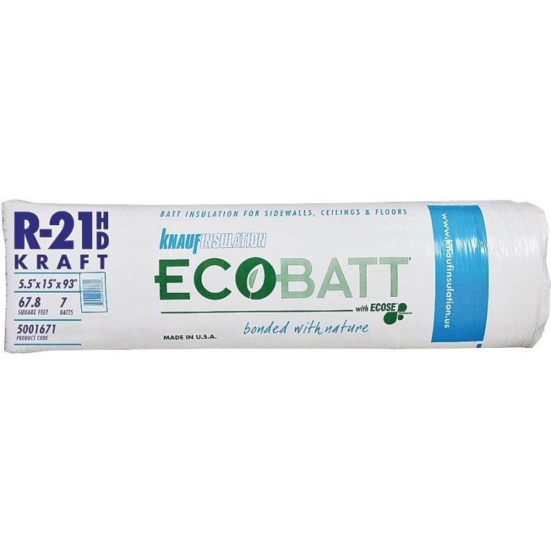Knauf Insulation B47EV R21K Insulation, 93 in L, 15 in W, R21 R-Value, Fiberglass, Natural Brown