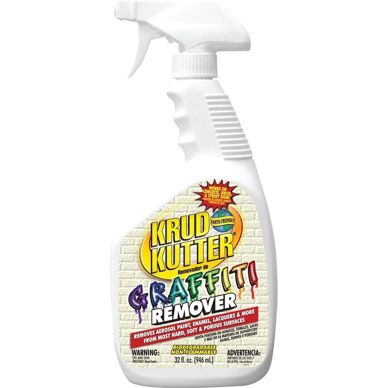 Krud Kutter GR326 Graffiti Remover, Liquid, Mild, Clear, 32 oz, Pack of 6