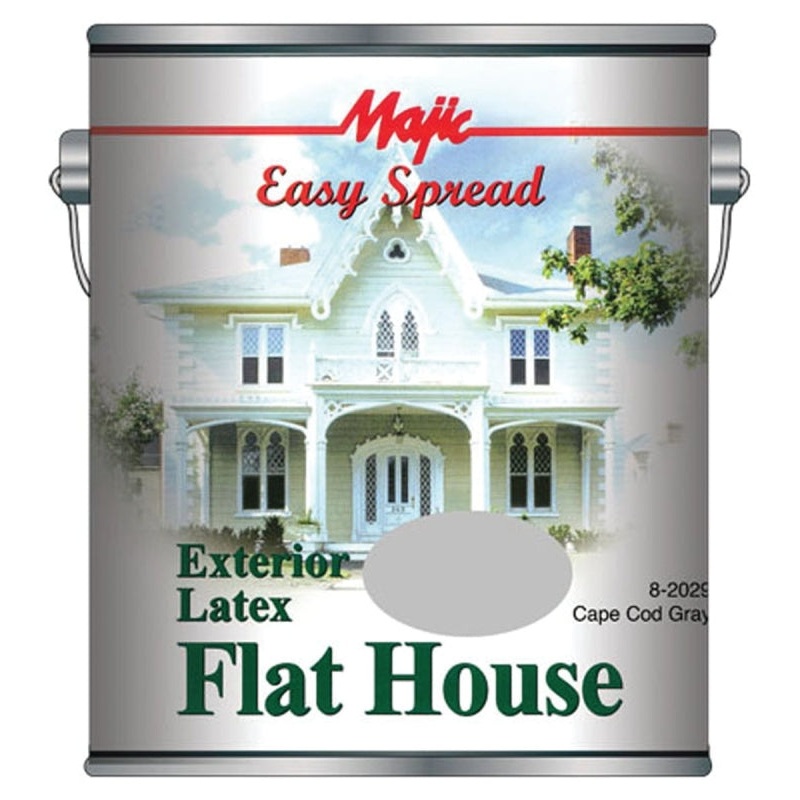 Majic Paints 8-2029-1 Exterior House Paint, Flat, Cape Cod Gray, 1 gal Pail, Pack of 4