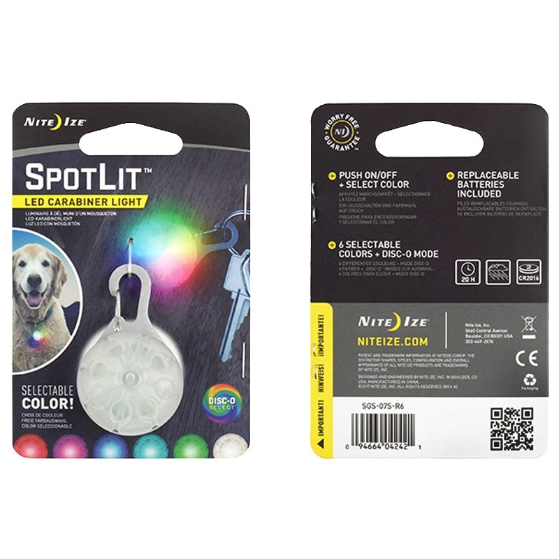 Nite Ize SPOTLIT Series SGS-07S-R6 LED Carabiner Light, Lithium Battery, LED Lamp, 20 hr Run Time