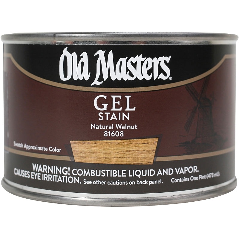Old Masters 81608 Gel Stain, Natural Walnut, Liquid, 1 pt, Can
