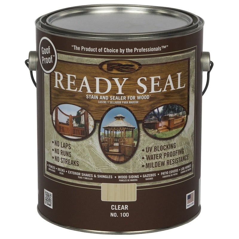 Ready Seal 100 Stain and Sealer, Clear, 1 gal, Can, Pack of 4