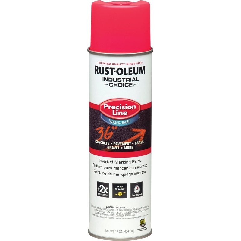 Rust-Oleum 1861838 Inverted Marking Spray Paint, Fluorescent Pink, 17 oz, Can