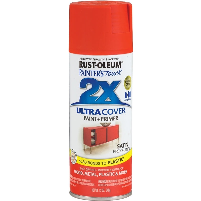 Rust-Oleum 263149 Spray Paint, Satin, Fire Orange, 12 oz, Can