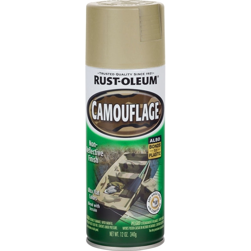Rust-Oleum 263653 Camouflage Spray Paint, Ultra Flat, Sand, 12 oz, Can