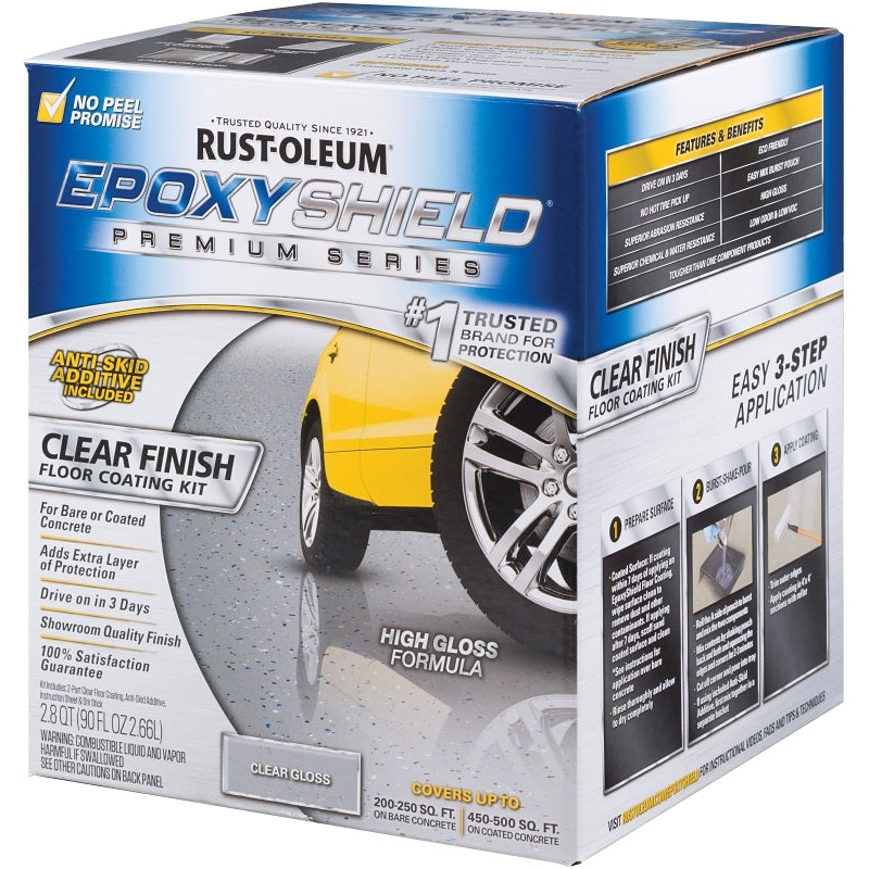 Rust-Oleum 292514 Floor Coating Kit, High-Gloss, Clear, Liquid, Pack of 2