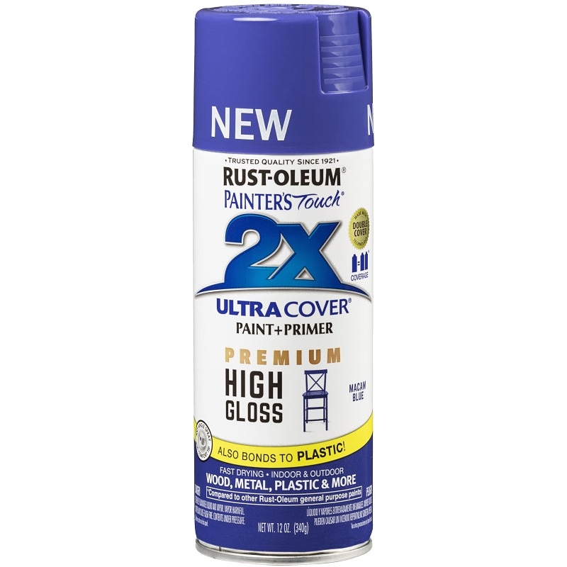 Rust-Oleum 355057 Spray Paint, High-Gloss, Macaw Blue, 12 oz, Can