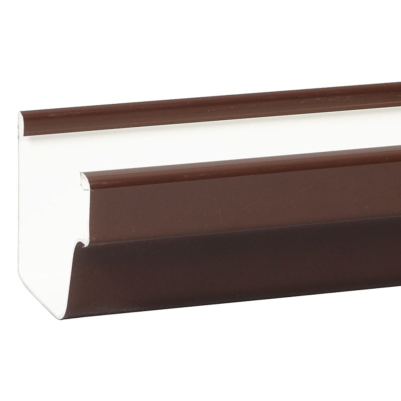 Amerimax M1573 Roofing Gutter, 10 ft L, 5 in W, Vinyl, Brown, Pack of 8