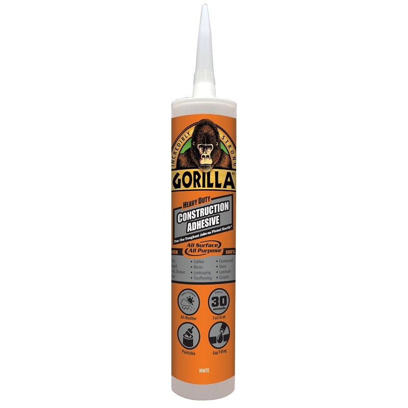 Gorilla 8110003 Construction Adhesive, White, 9 oz