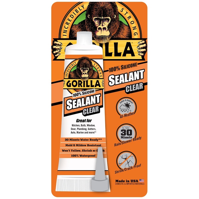 Gorilla 8190002 Silicone Sealant, Clear, -40 to 350 deg F, 2.8 oz Tube
