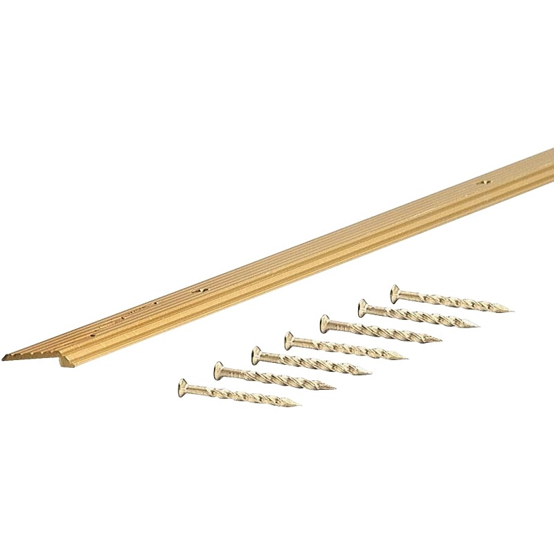 M-D 79111 Tile Edge, 72 in L, 3/4 in W, Vinyl, Satin Brass