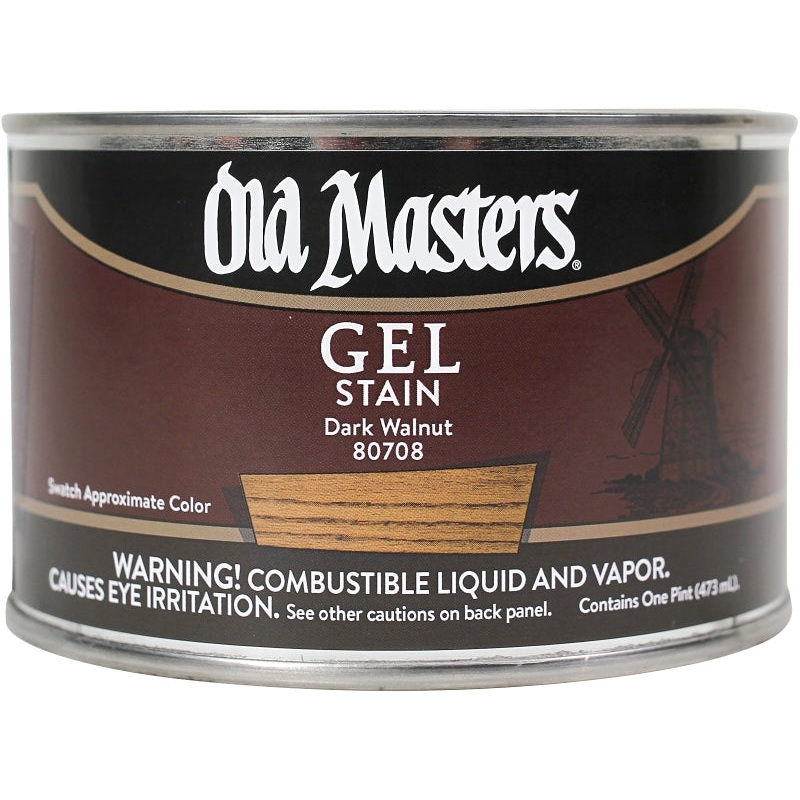 Old Masters 80708 Gel Stain, Dark Walnut, Liquid, 1 pt, Can