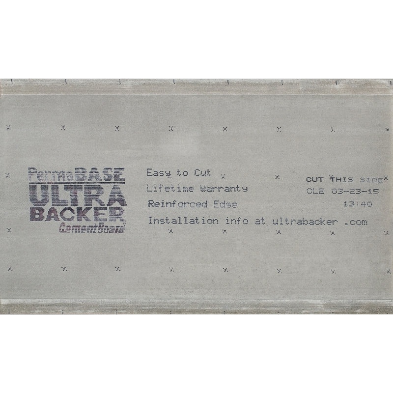 PermaBase CB23140500 Underlayment, 5 ft L, 3 ft W, 1/4 in Thick, Cement/Plastic, Gray, Pack of 60