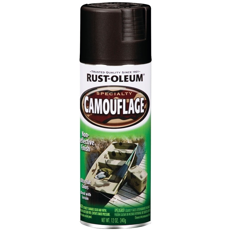 Rust-Oleum 1916830 Camouflage Spray Paint, Ultra Flat, Black, 12 oz, Can
