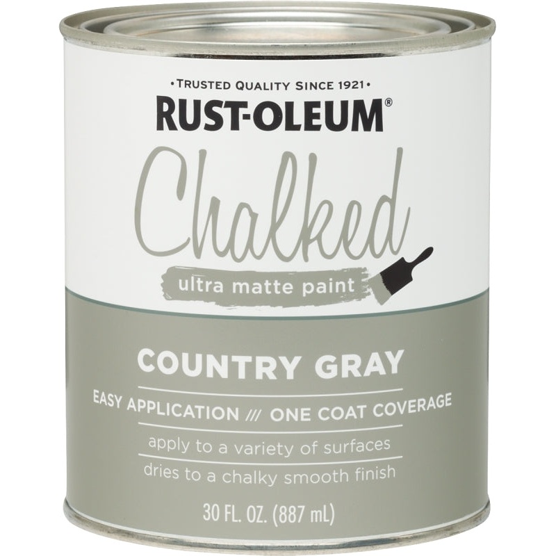 Rust-Oleum 285141 Chalk Paint, Ultra Matte, Country Gray, 30 oz, Pack of 2