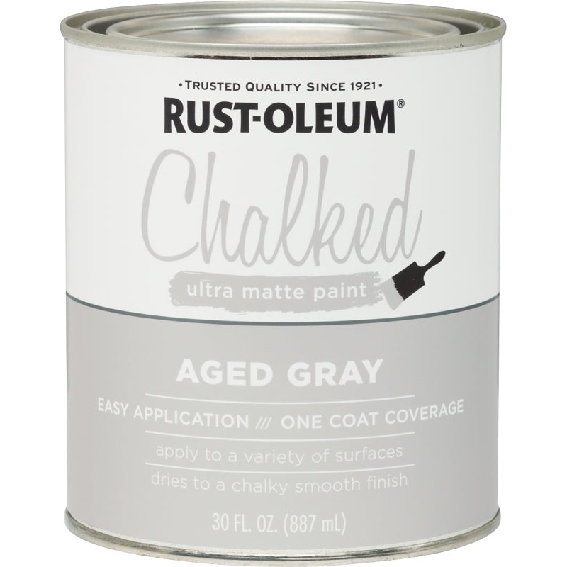 Rust-Oleum 285143 Chalk Paint, Ultra Matte, Aged Gray, 30 oz, Pack of 2