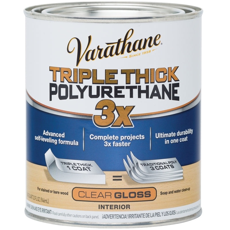 Varathane 284470 Polyurethane, Oil Base, Clear, Gloss, Liquid, 1 qt Can, 1.03 Specific Gravity, Pack of 2