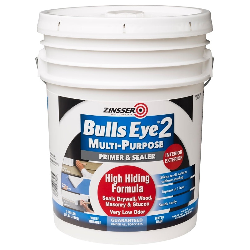 Zinsser Bulls Eye 2 Series 285153 Primer, White, 5 gal, Pail