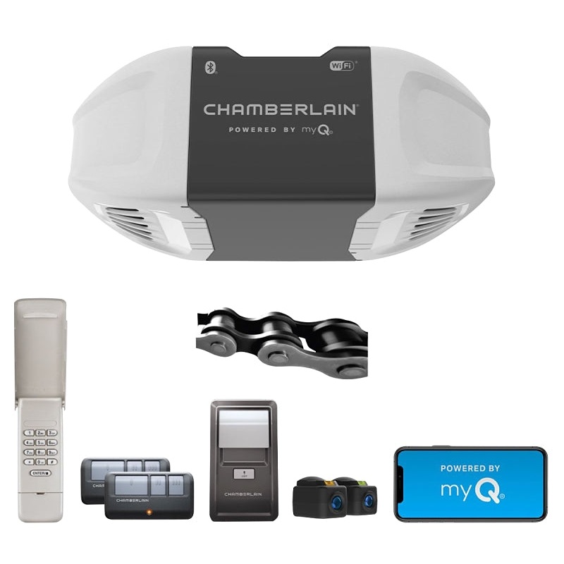 Chamberlain C2405 Garage Door Opener, Chain Drive, OS: myQ and Security+ 2.0