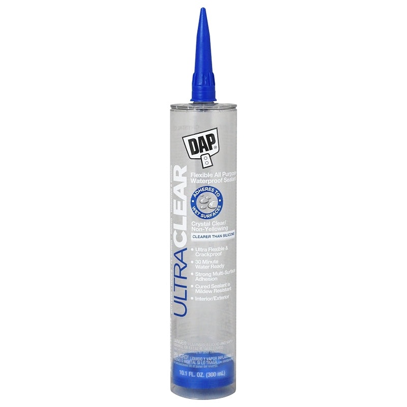 DAP 18388 Ultra Clear Sealant, Crystal Clear, 20 to 120 deg F, 10.1 oz Cartridge, Pack of 12