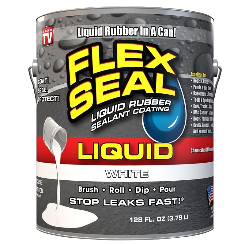 Flex Seal LFSWHTR01 Rubberized Coating, 150 sq-ft Coverage Area, 1 gal Can