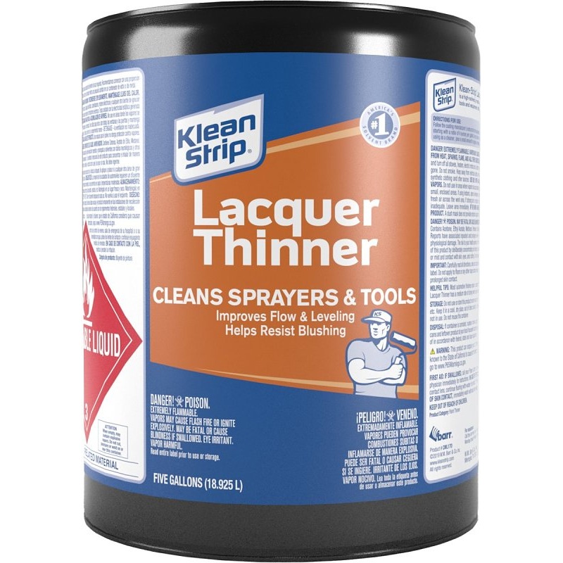 Klean Strip CML170 Lacquer Thinner, Liquid, Free, Clear, Water White, 5 gal, Can