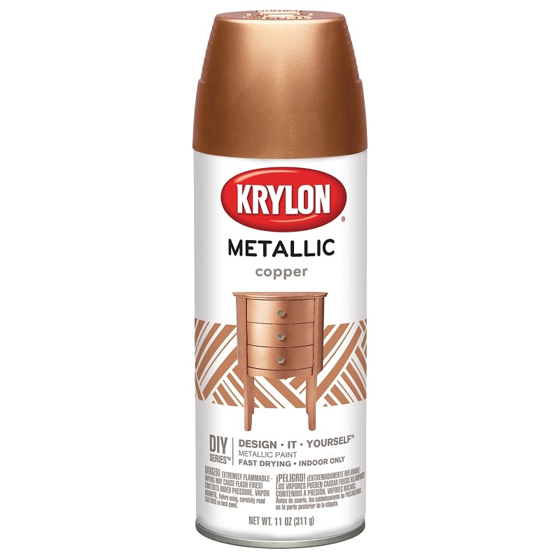 Krylon K02203007 Metallic Spray Paint, 12 oz Can, 25 sq-ft Coverage Area, Oil Base, Metallic, Copper