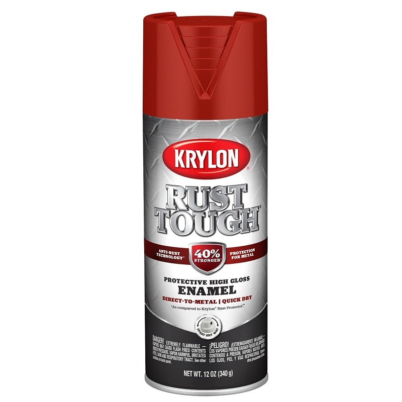 Krylon Rust Tough K09230008 Enamel Spray Paint, Gloss, Cherry Red, 12 oz, Can, Pack of 6