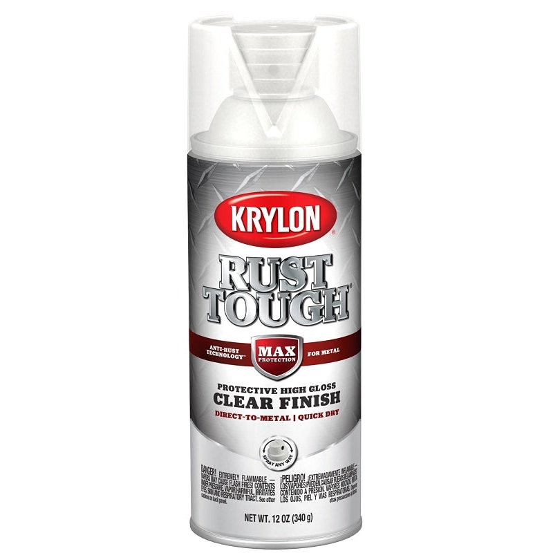 Krylon Rust Tough K09247008 Enamel Spray Paint, Gloss, Clear, 12 oz, Can, Pack of 6
