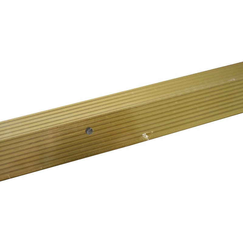 M-D 79194 Carpet Bar, 1/4 in H, 96 in L, 1-1/2 in W, Fluted Surface, Aluminum, Satin Brass