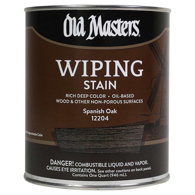 Old Masters 12204 Wiping Stain, Spanish Oak, Liquid, 1 qt, Can