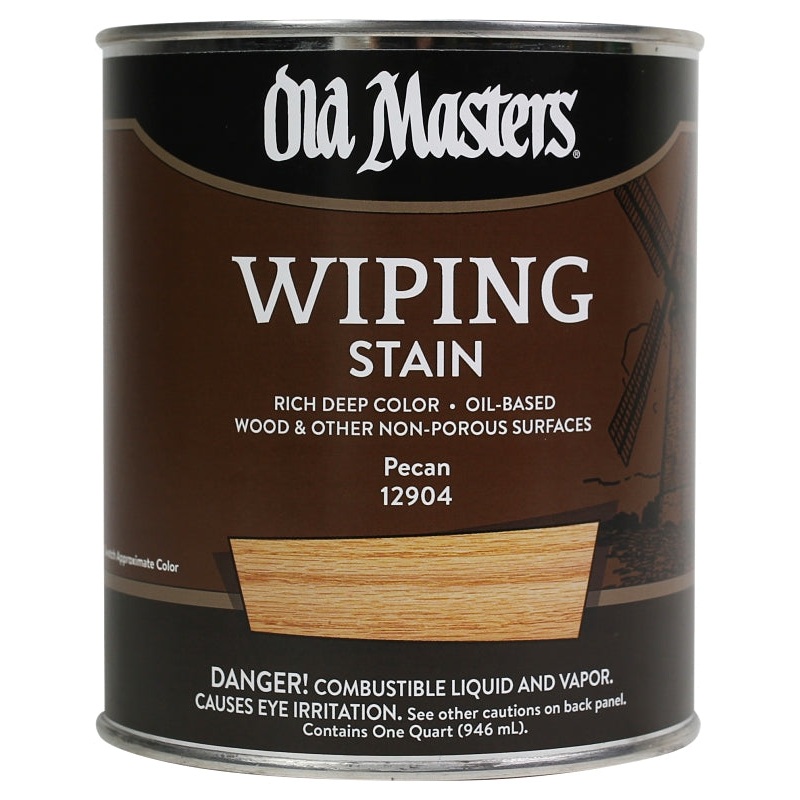 Old Masters 12904 Wiping Stain, Pecan, Liquid, 1 qt, Can