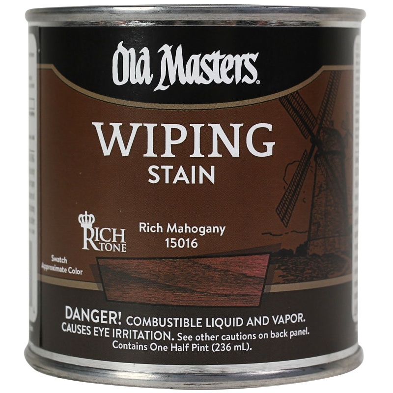 Old Masters 15016 Wiping Stain, Rich Mahogany, Liquid, 0.5 pt, Can