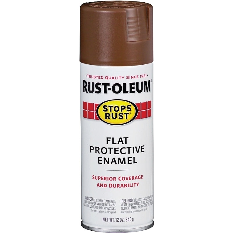 Rust-Oleum 214085 Rust Preventative Spray Paint, 12 oz Can, 6 to 10 sq-ft Coverage Area, Oil Base, Flat, Brown