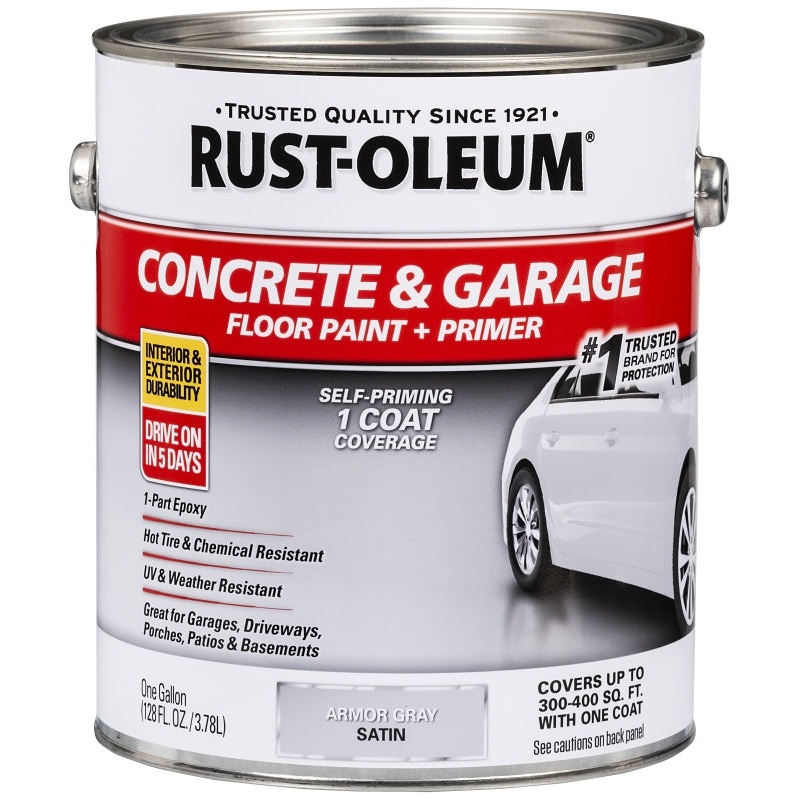 RUST-OLEUM 225359 Floor Paint, Satin, Armor Gray, 1 gal Can, Pack of 2