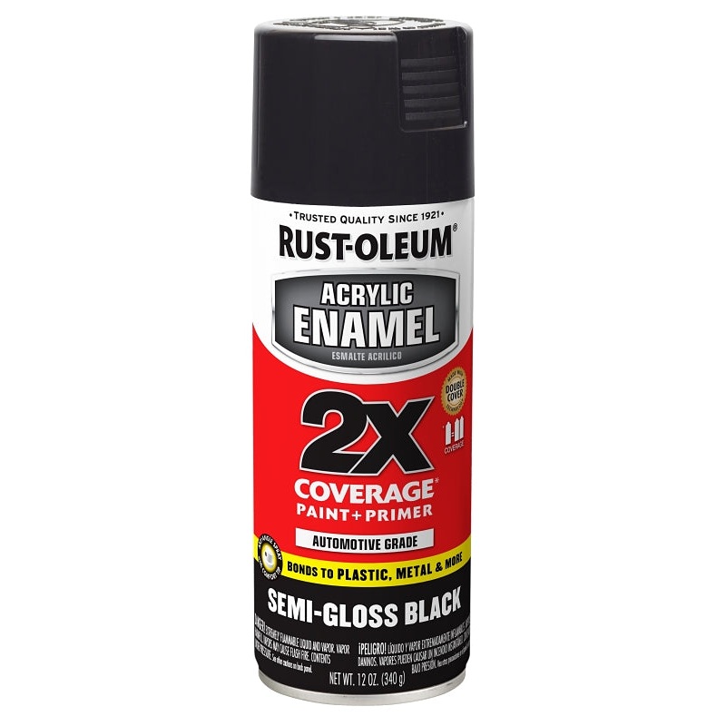 Rust-Oleum 271915 Automotive Spray Paint, Oil Base, Semi-Gloss, Black, 12 oz Can