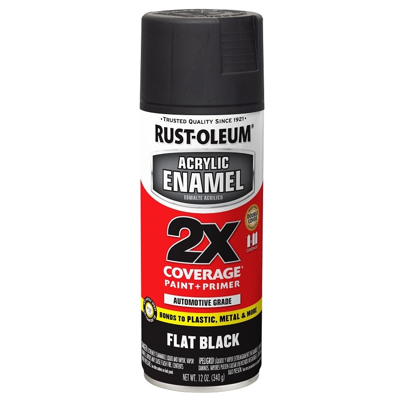 Rust-Oleum 271918 Automotive Spray Paint, Oil Base, Flat, Black, 12 oz Can