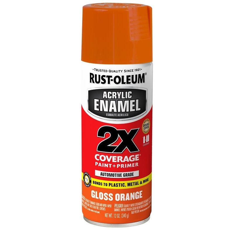 Rust-Oleum 271921 Automotive Spray Paint, Gloss, Orange, 12 oz, Can