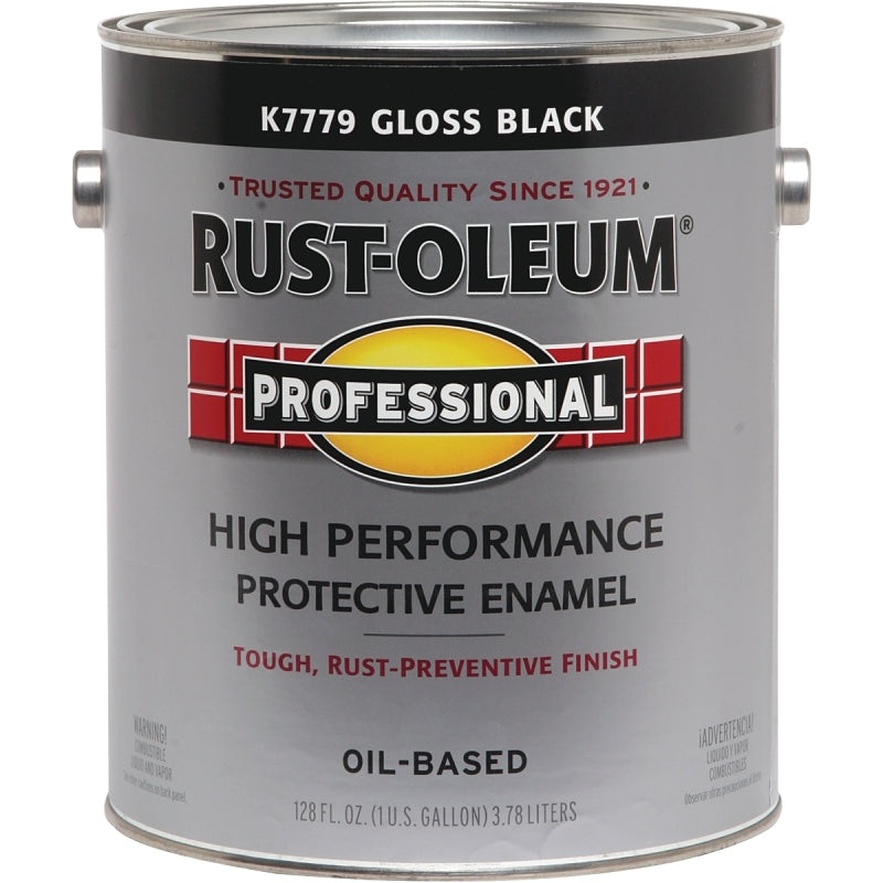 RUST-OLEUM PROFESSIONAL K7779402 Protective Enamel, Gloss, Black, 1 gal Can, Pack of 2