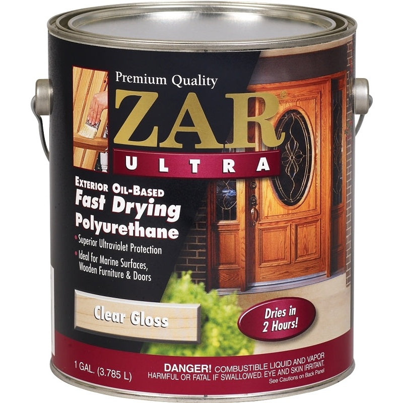 ZAR 34013 Exterior Polyurethane, Gloss, Liquid, Amber, 1 gal, Can, Pack of 2