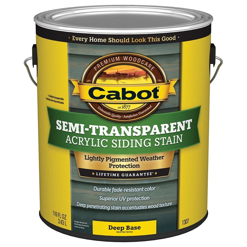 Cabot 140.0001307.007 Acrylic Siding Stain, Flat, Deep Base, Liquid, 1 gal, Pack of 4