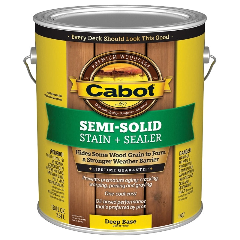 Cabot 140.0001407.007 Deck and Siding Stain, Natural Flat, Deep Base, Liquid, 1 gal, Pack of 4