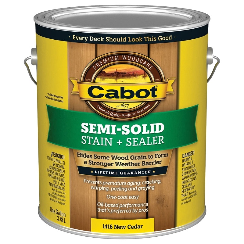 Cabot 140.0001416.007 Semi Transparent Stain, Natural Flat, New Cedar, Liquid, 1 gal, Pack of 4