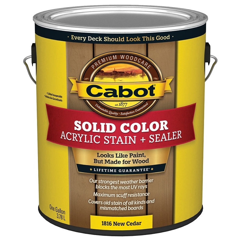 Cabot 1800 Series 140.0001816.007 Solid Color Decking Stain, Low-Lustre, New Cedar, Liquid, 1 gal, Can, Pack of 4