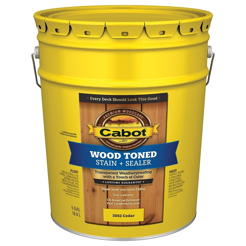 Cabot 3000 Series 140.0003002.008 Exterior Stain, Wood Toned, Cedar, Liquid, 5 gal, Pail