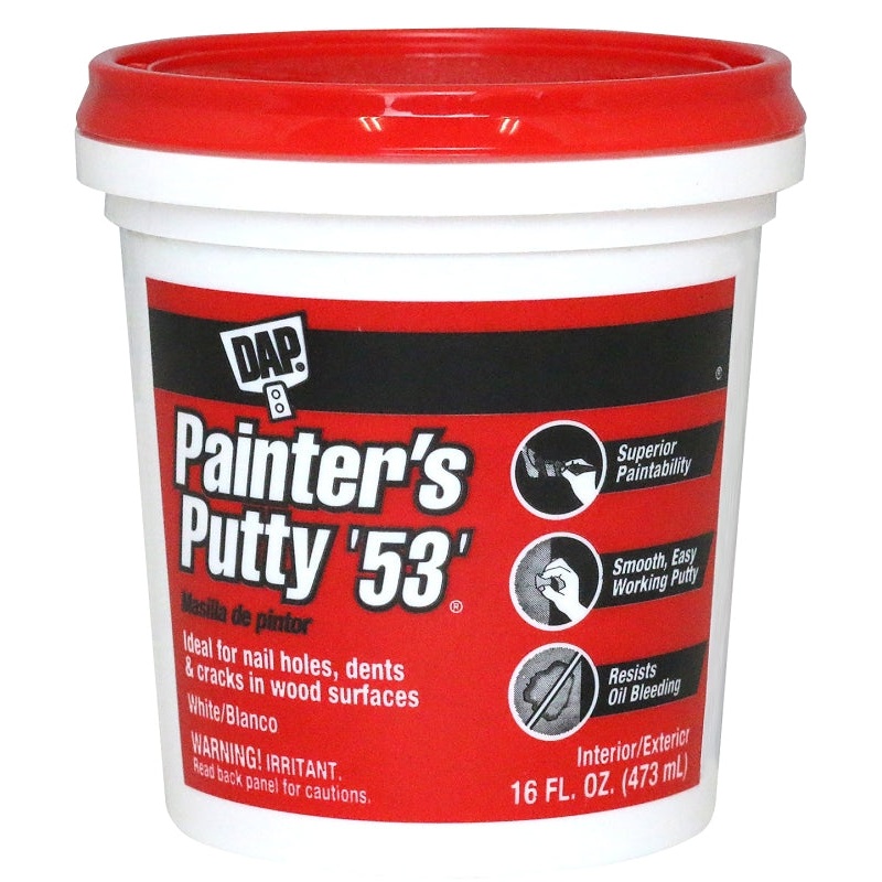 DAP 12242 Painter’s Putty, Paste, Musty, White, 1 pt Tub